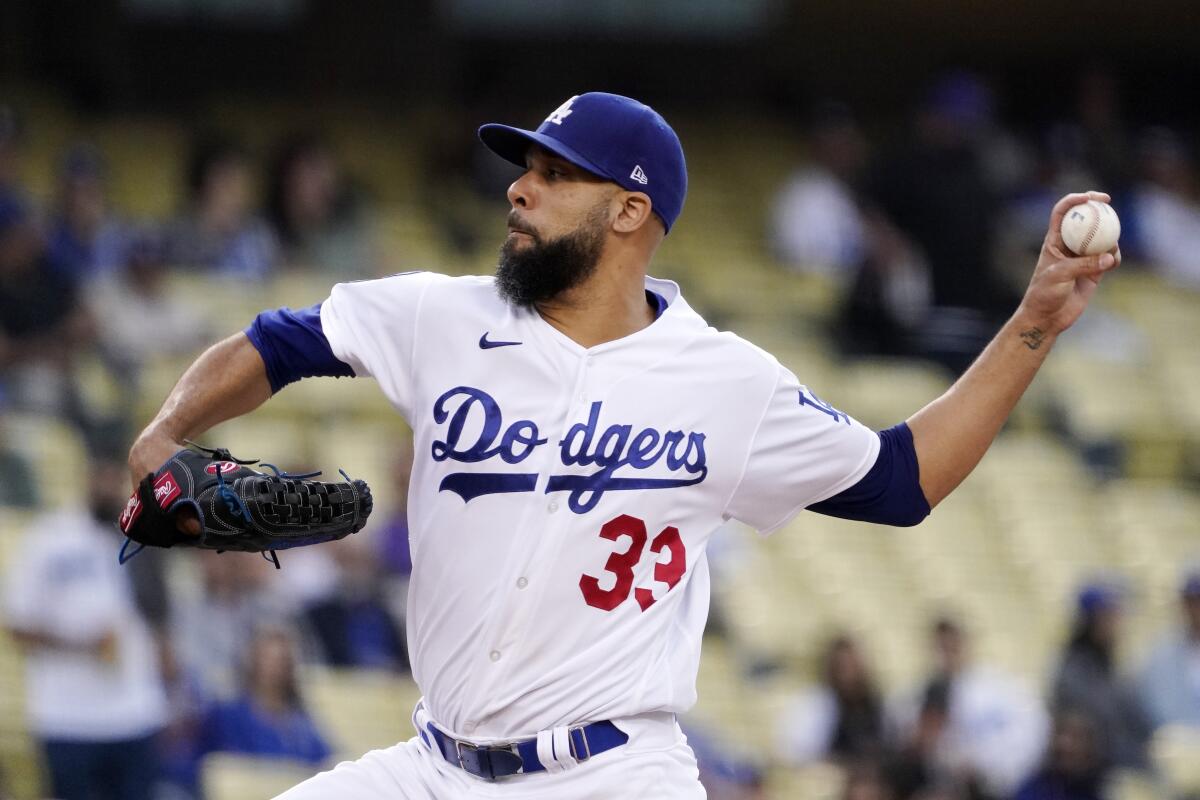 Dodgers pitcher David Price throws to the plate during the first inning against St. Louis on June 1, 2021.