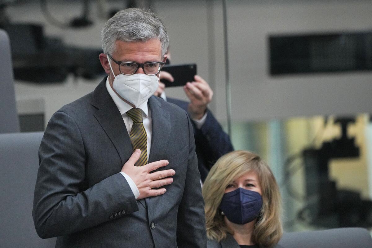 Ukrainian Ambassador Andriy Melnyk in the Bundestag in Berlin.