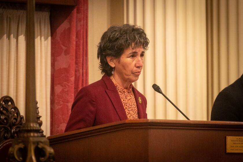 Sacramento, CA - March 20: California State Senator Susan Talamantes Eggman along with fellow lawmakers honor women in California making an impact during Women's History Month on Monday, March 20, 2023 in Sacramento, CA. (Jason Armond / Los Angeles Times)
