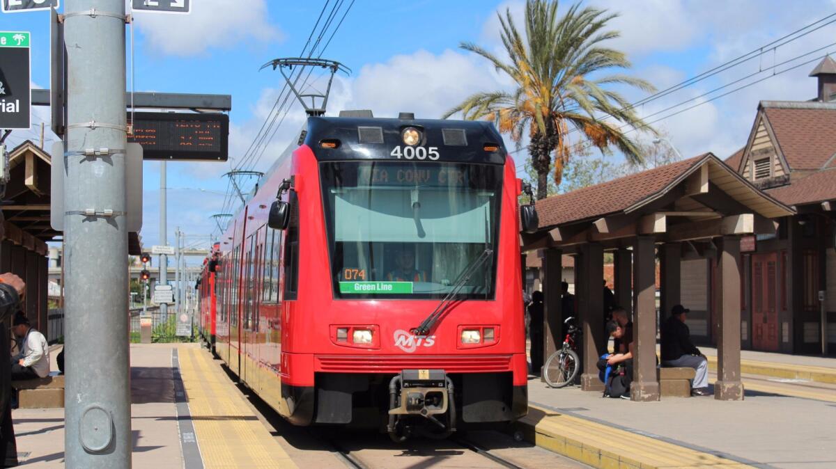 San Diego's Green Line trolley stops just outside Old Town Historic State Park. From here the trolley goes onto Little Italy and several downtown destinations, including the Gaslamp Quarter.