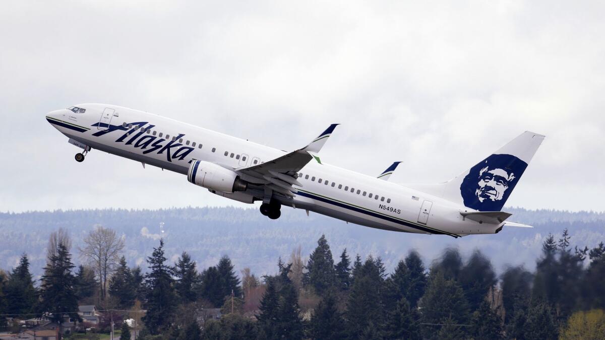 An Alaska Airlines jet takes off at Seattle-Tacoma International Airport in March 2015. The chief executive of the Seattle-based carrier says the airline is adding training to combat sexual harassment.