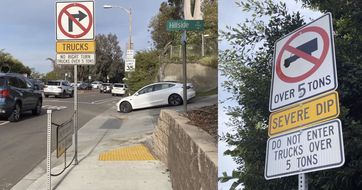La Jolla Traffic Board Recommends Changing Signs To Keep Trucks From Being Stuck On Hillside Drive La Jolla Light