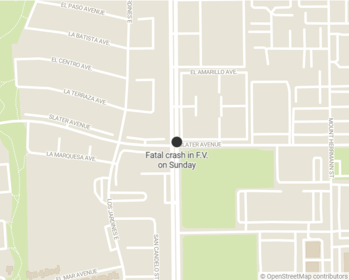 A man was killed in a two-car traffic collision Sunday in Fountain Valley.