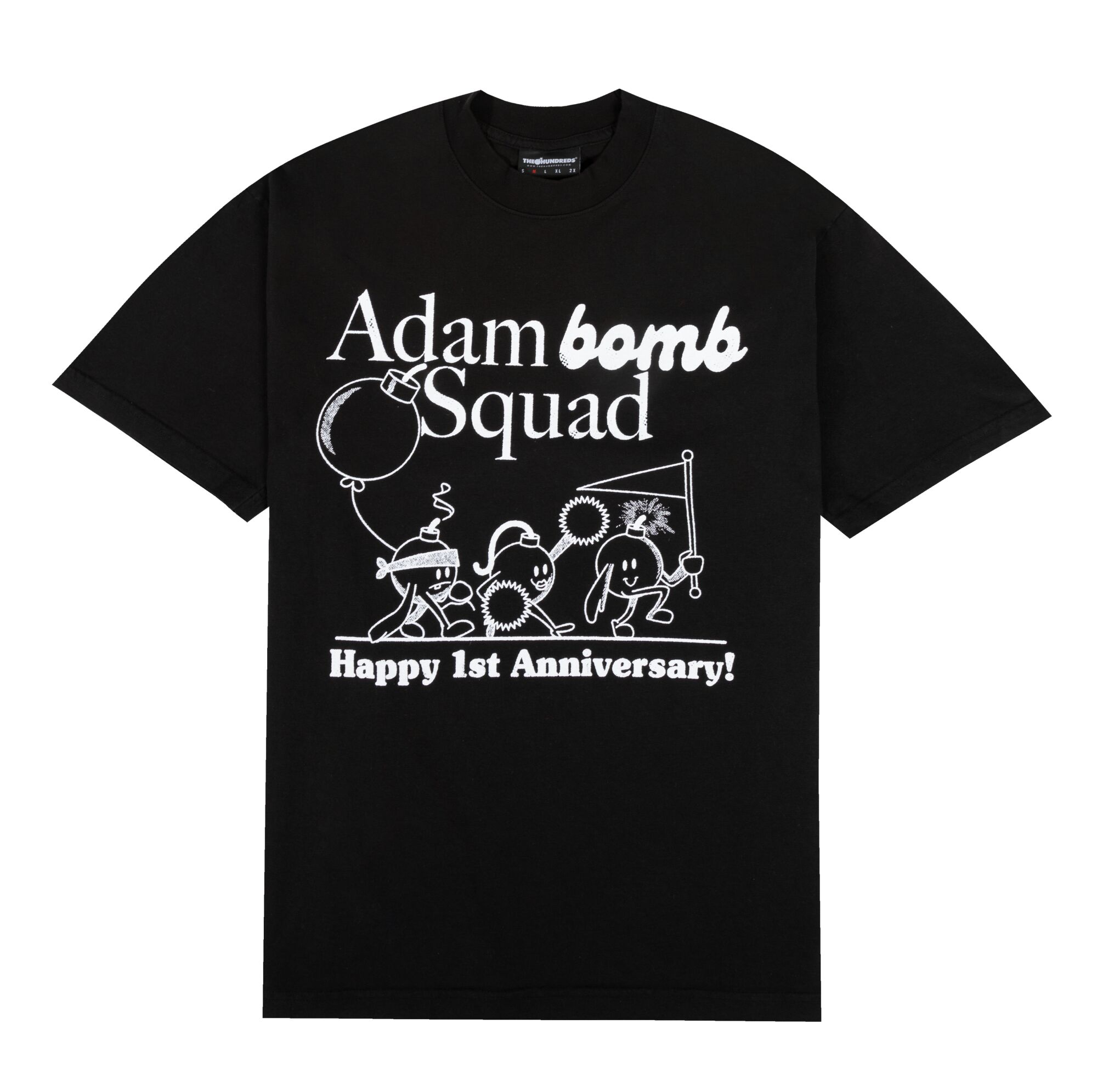 Black T-shirt reading, "Adam bomb Squad"