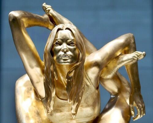 Kate Moss gold sculpture unveiled