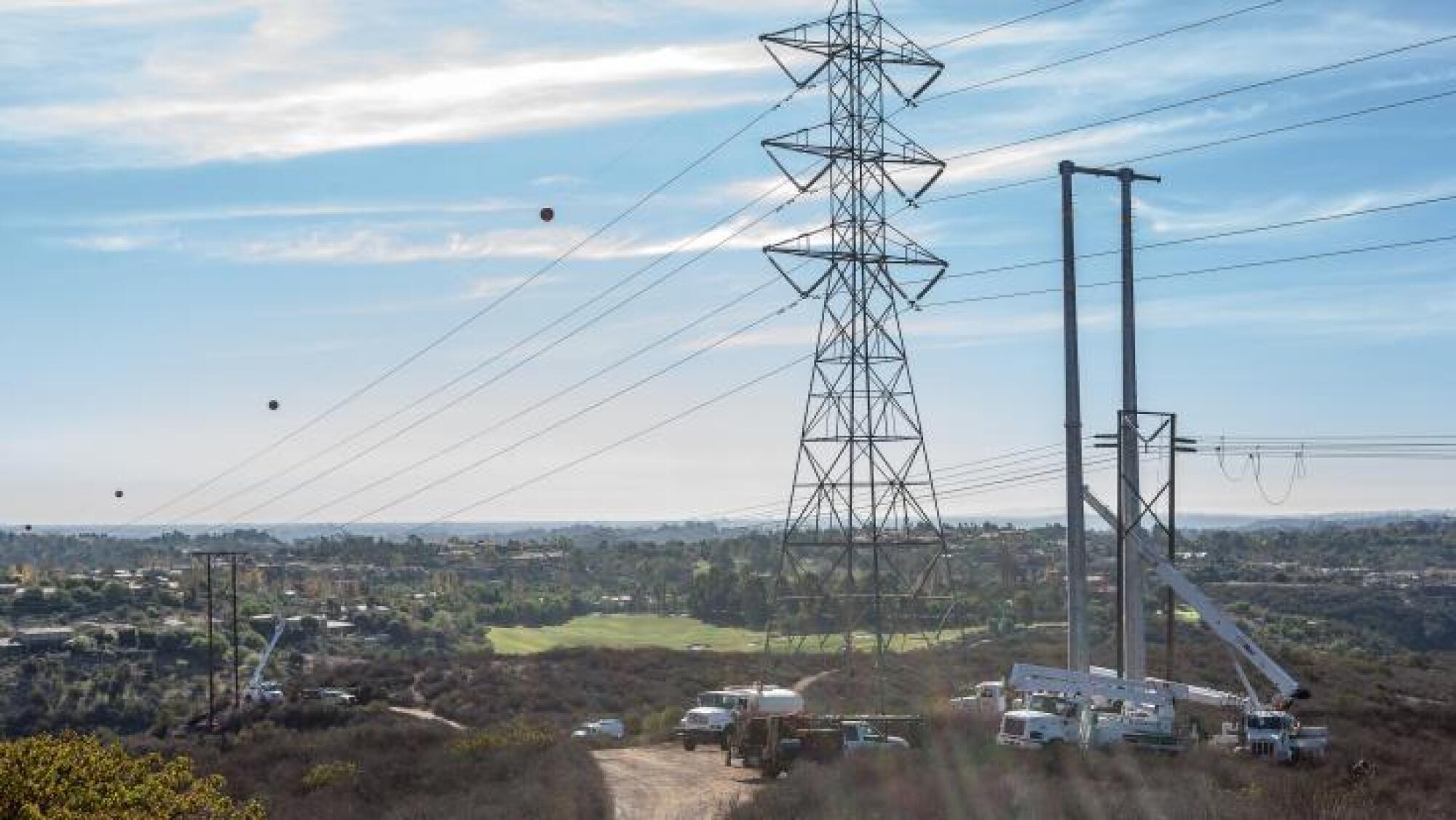 San Diego Gas & Electric power lines getting upgraded in Julian.