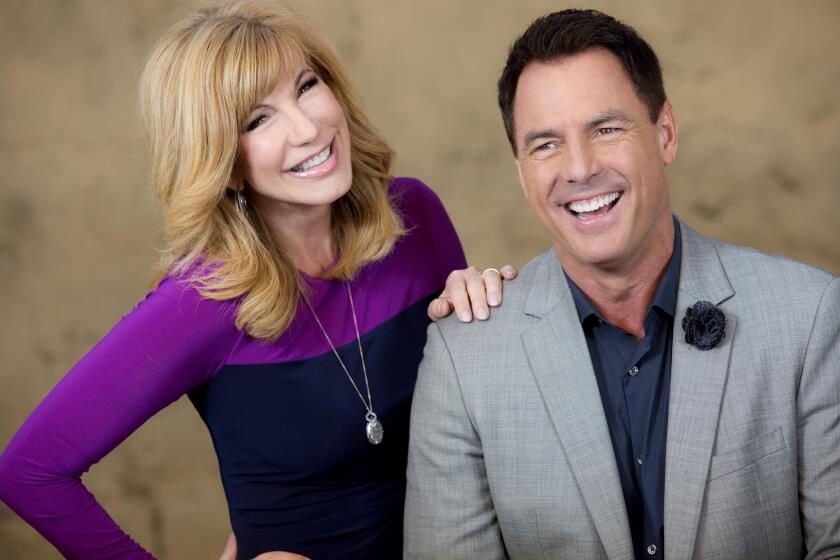 Leeza Gibbons and Mark Steines, photographed in Los Angeles, take over for Bob Eubanks and Stephanie Edwards as KTLA-TV Channel 5's Rose Parade hosts in 2017.