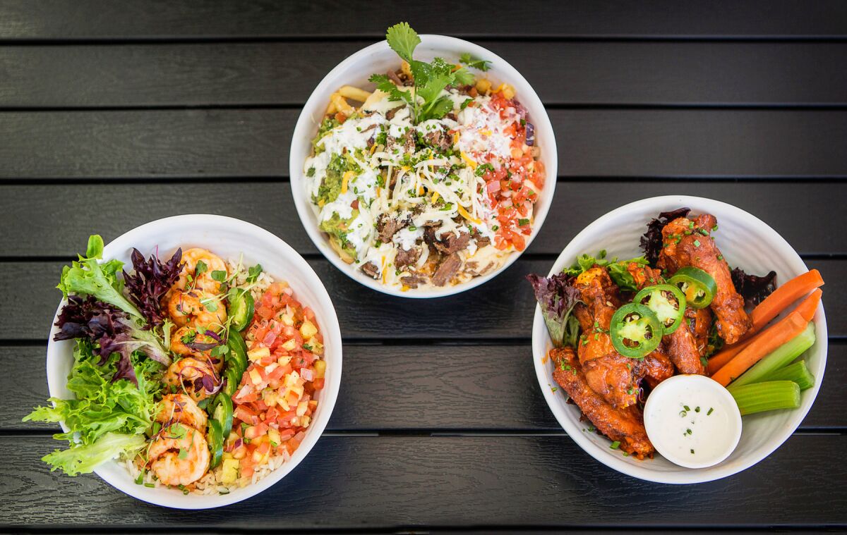 The Mavericks bowl, California fries and wings are among menu options.