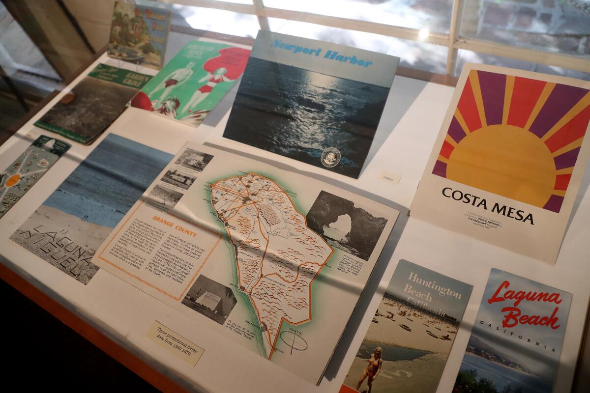 Promotional items dated from 1930-1970 on display during the newly opened exhibit.