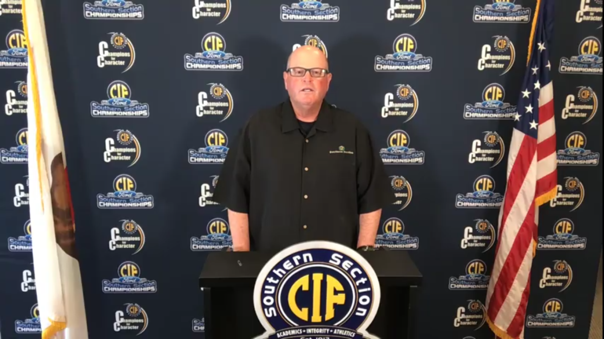 CIF Southern Section commissioner Rob Wigod speaks during a press conference Monday afternoon.