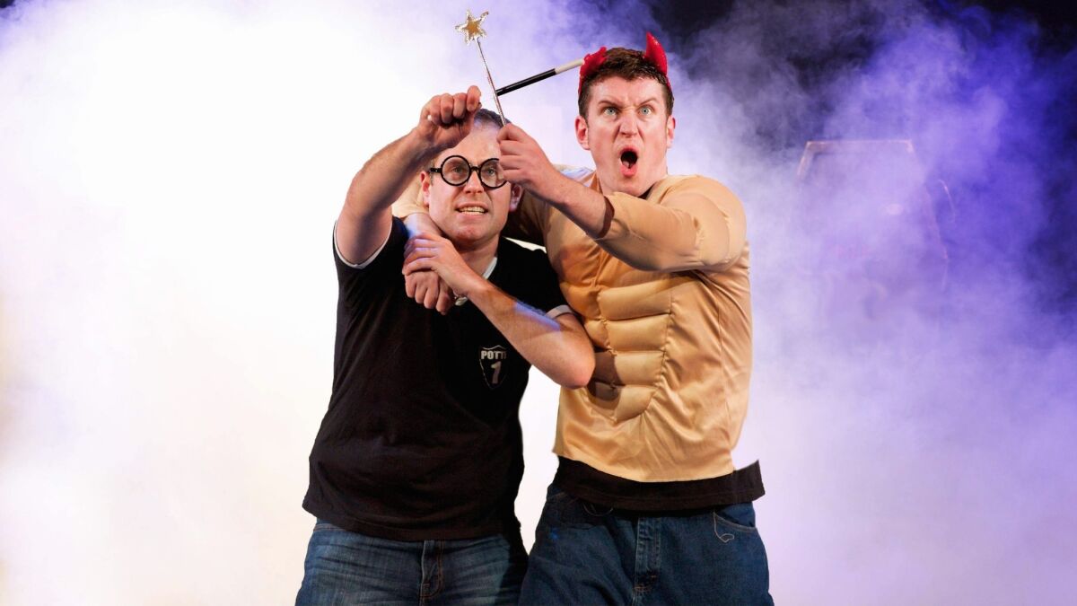 In "Potted Potter," Jefferson Turner, left, and Daniel Clarkson parody the J.K. Rowling series.