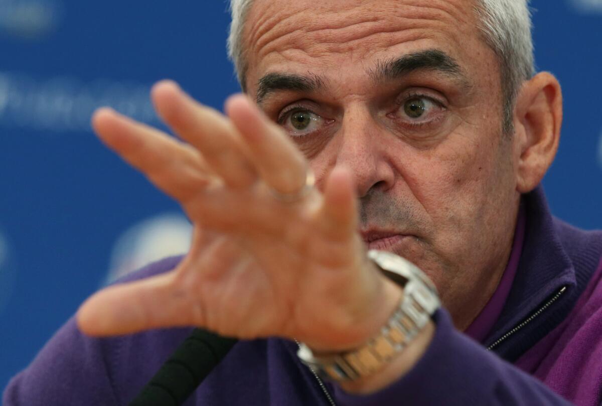Europe team captain Paul McGinley talks to the media Wednesday ahead of the Ryder Cup at Gleneagles, Scotland.