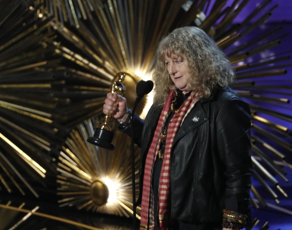 Jenny Beaven accepts the Oscar for Costume Design, "Mad Max: Fury Road."