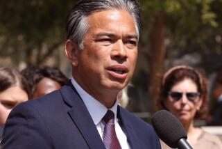 SANTA MONICA, CA - JULY 22, 2022 - - California Attorney General Rob Bonta during a press conference in Santa Monica on July 22, 2022. Bonta today announced the arrest of Don Azul in connection with an alleged years-long scheme to defraud families with relatives who served in the military, as well as the University of California (UC) and California State University (CSU) systems. (Genaro Molina / Los Angeles Times)