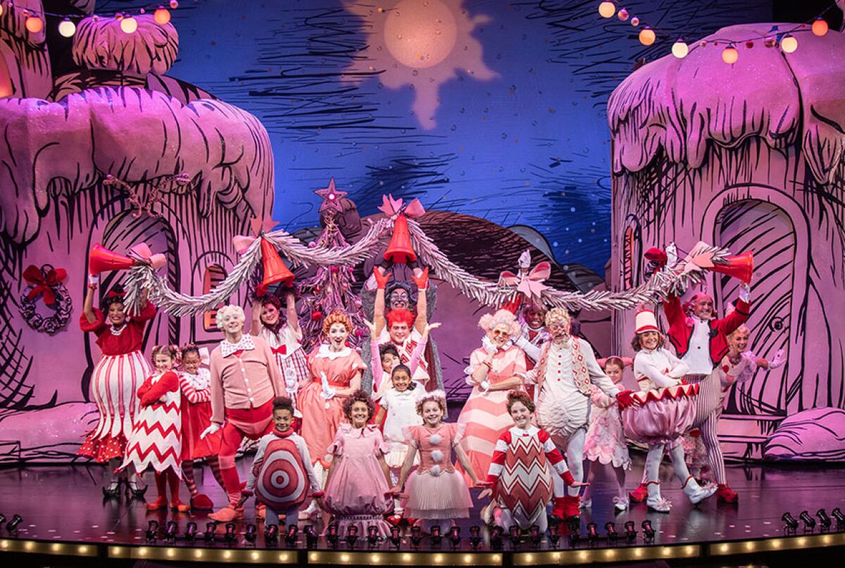 The Old Globe's production of "How the Grinch Stole Christmas!" (pictured in 2019) will be broadcast via KPBS.