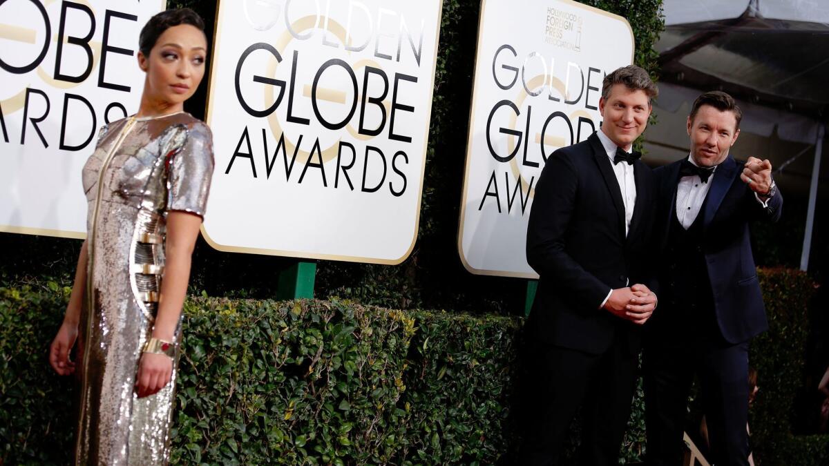 At the Golden Globes, Negga’s shimmering, custom-made Louis Vuitton gown is stitched along the torso to give a subtle suggestion of armor. (Jay L. Clendenin / Los Angeles Times)