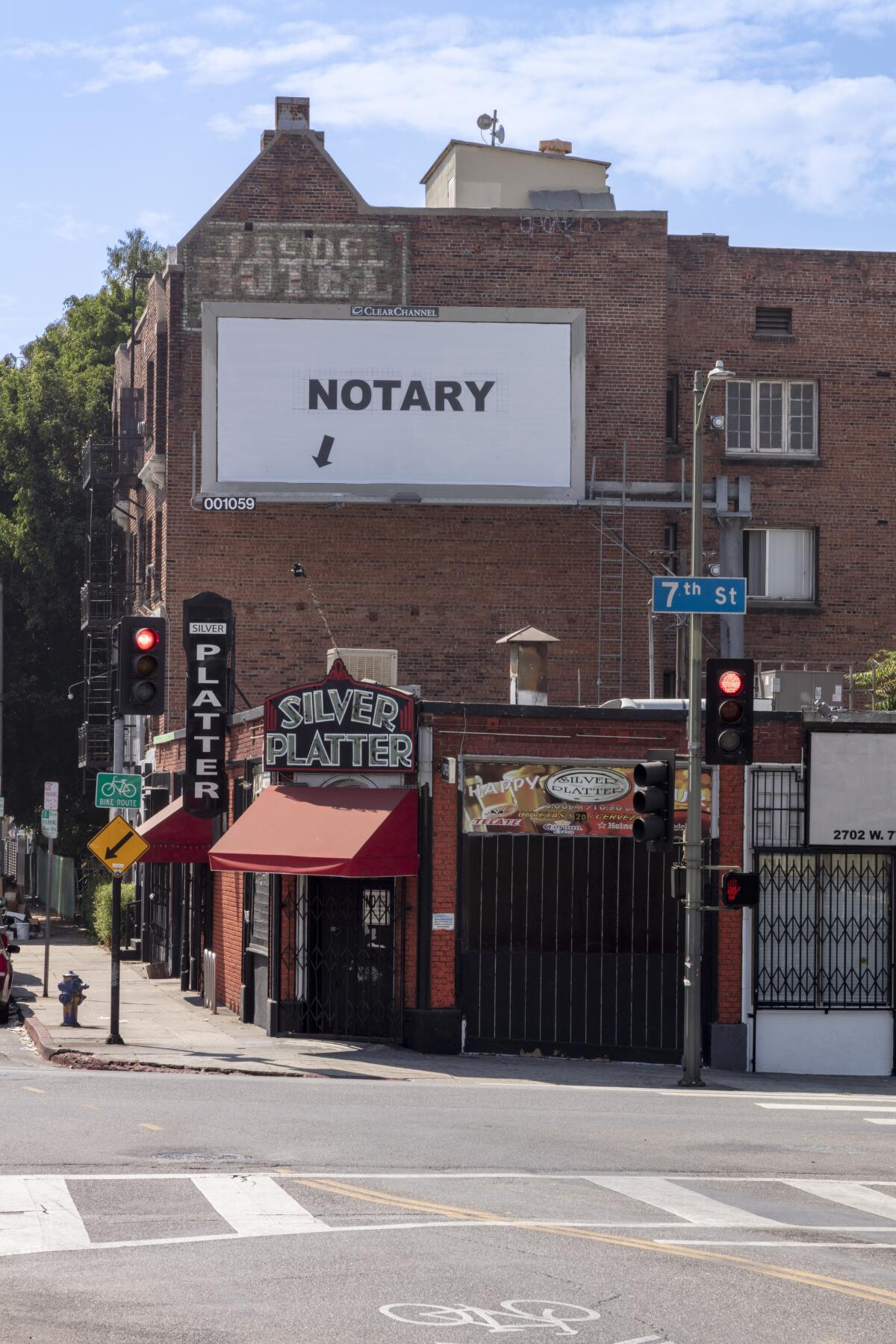 Larry Johnson's "Notary," 2020, in MacArthur Park.