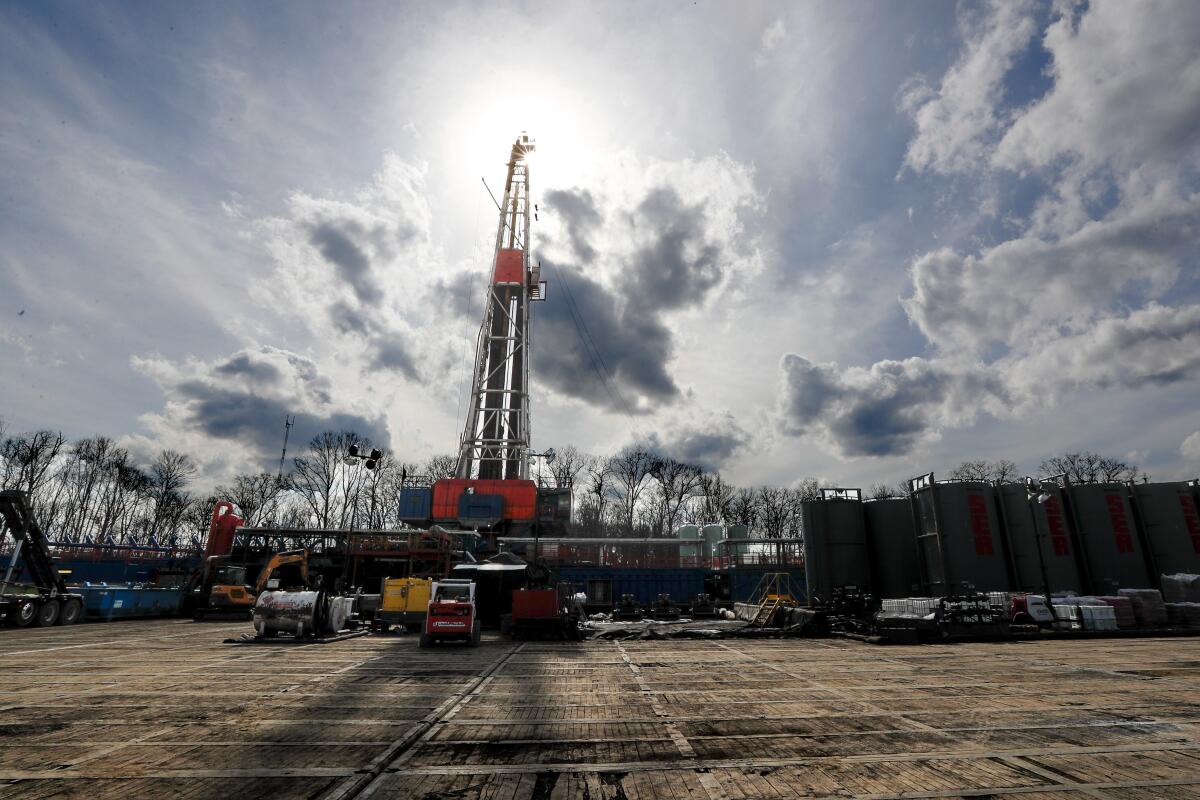 A shale gas drilling site in St. Mary's, Pa., in March. 