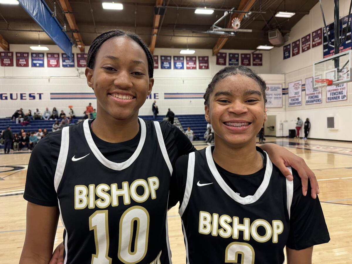 Jordin Blackmon (left) and freshman Armanyie Reed are heavily recruited girls' basketball players at Bishop Montgomery.