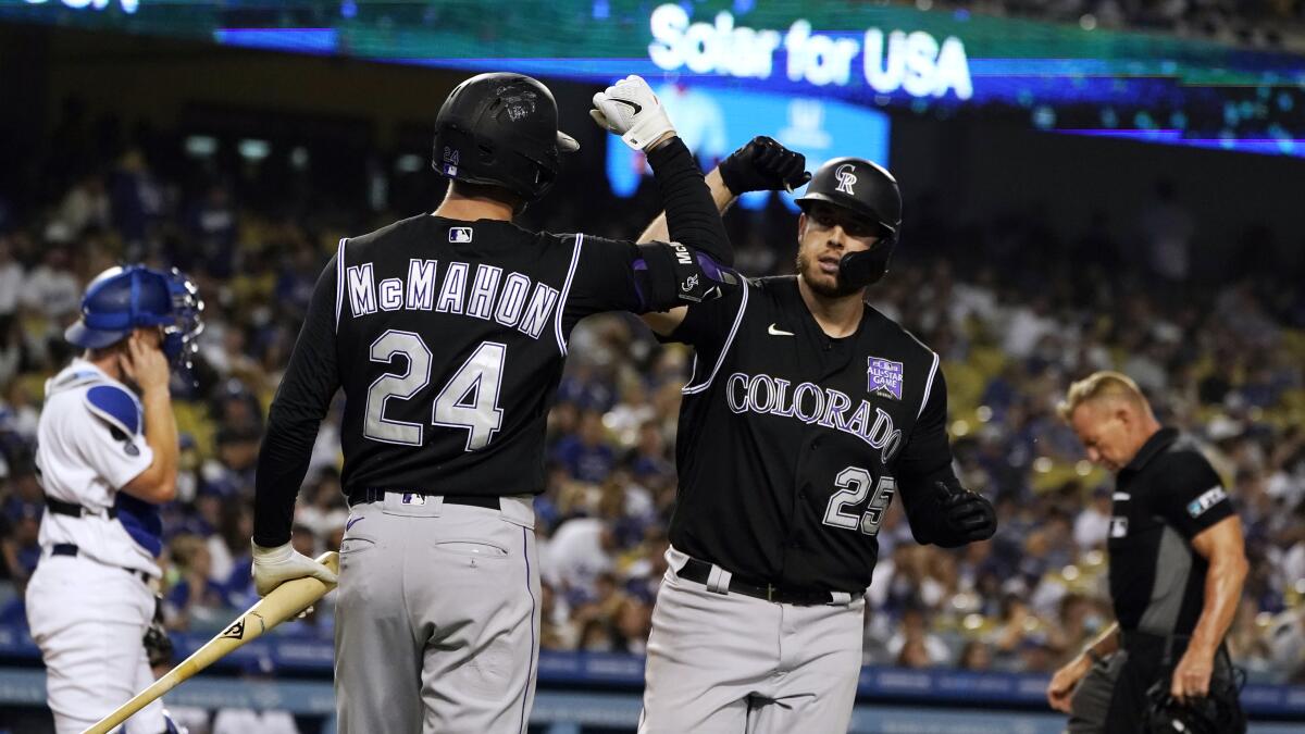 August 4 2021: Colorado Rockies outfielder Connor Joe (9) during