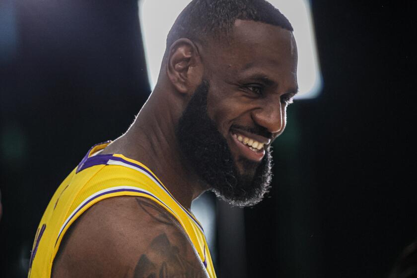 El Segundo, CA, Monday, September 30, 2024 - LeBron James attends Lakers media day at the UCLA Health Training Center. (Robert Gauthier/Los Angeles Times)