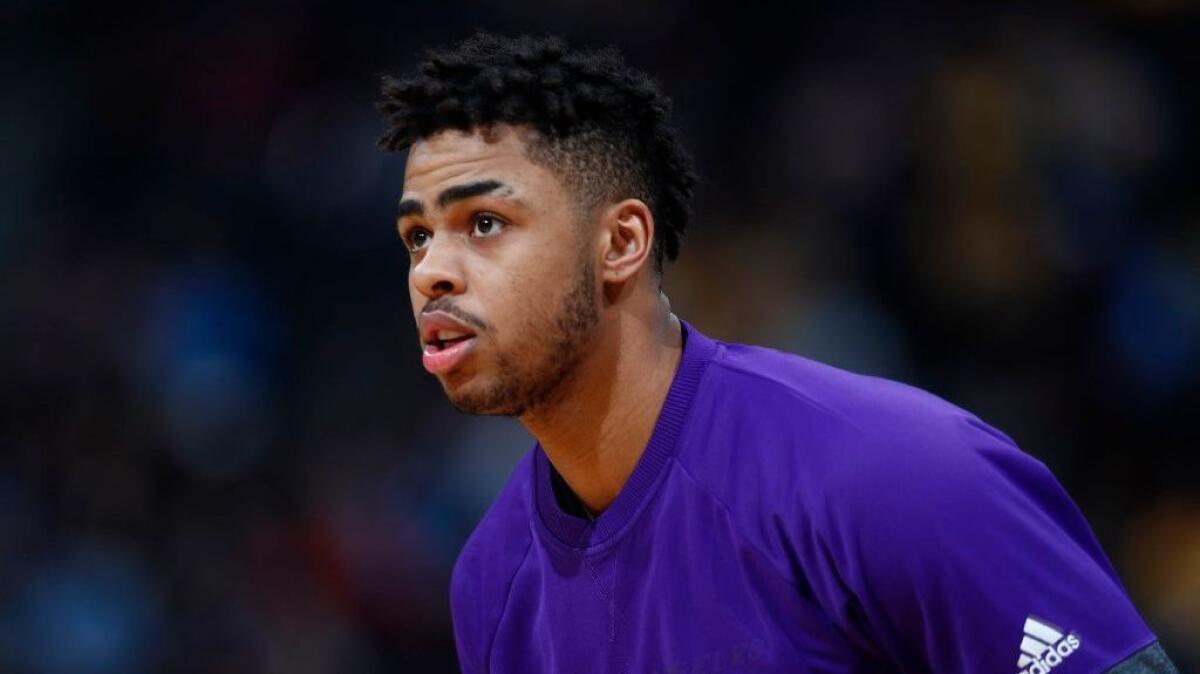 Lakers guard D'Angelo Russell has come off the bench during the past three games.