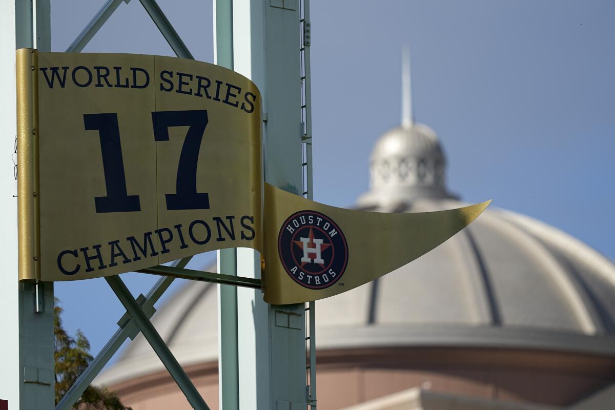  el banderín del campeonato de los Astros de Houston en la Serie Mundial de 2017, en Houston. 