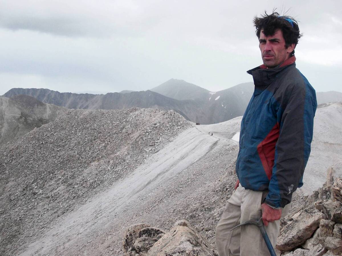 Steve Brancato, the self-described King of Antero, pauses on his way to his claim on Mt. Antero, Colo., where he prospects for aquamarine.