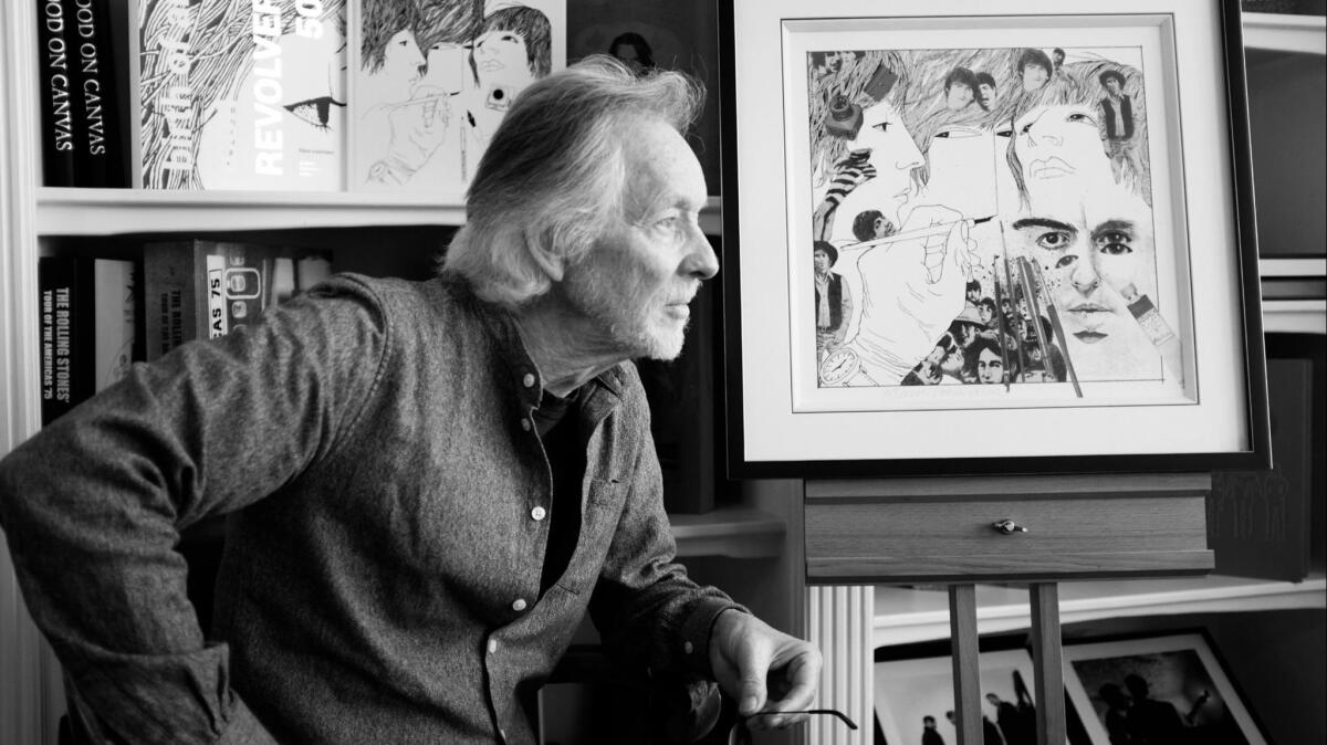 Artist-musician Klaus Voormann is shown in September with some of his artwork in conjunction with an exhibition at the Reeperbahn Festival in Hamburg, Germany.