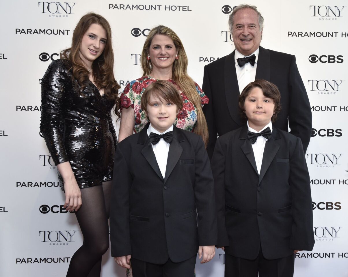 Tony award-winning producers Stewart F. Lane and Bonnie Comley with their children: Leah, Lenny and Frankie Lane.