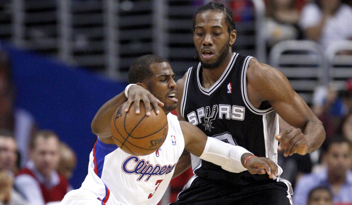 If the Clippers and point guard Chris Paul want to win an NBA title, they'll have to start by beating the Spurs and reigning NBA Finals MVP Kawhi Leonard in the first round of the playoffs.
