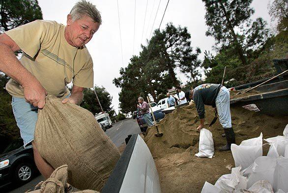 Sandbag stockpile