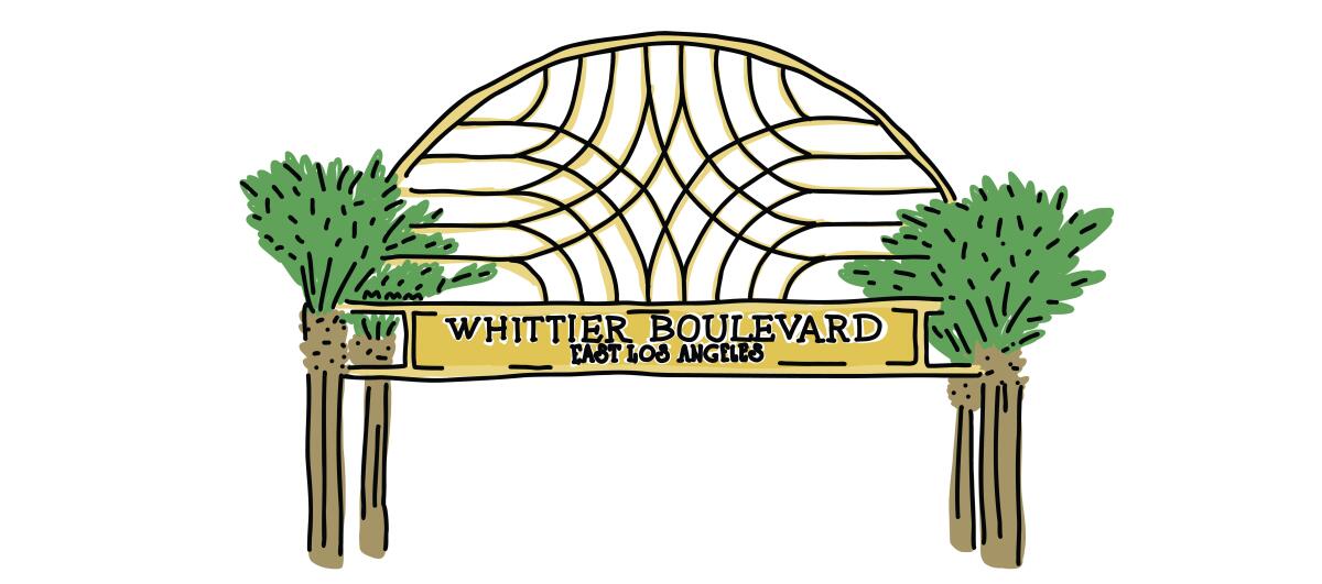 Illustration of the Whittier Boulevard arch