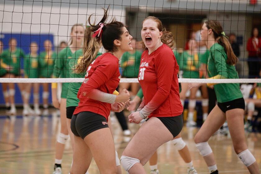 Layli Ostovar (left) and Emma Kingston helped Mater Dei to the state Division I title last fall.