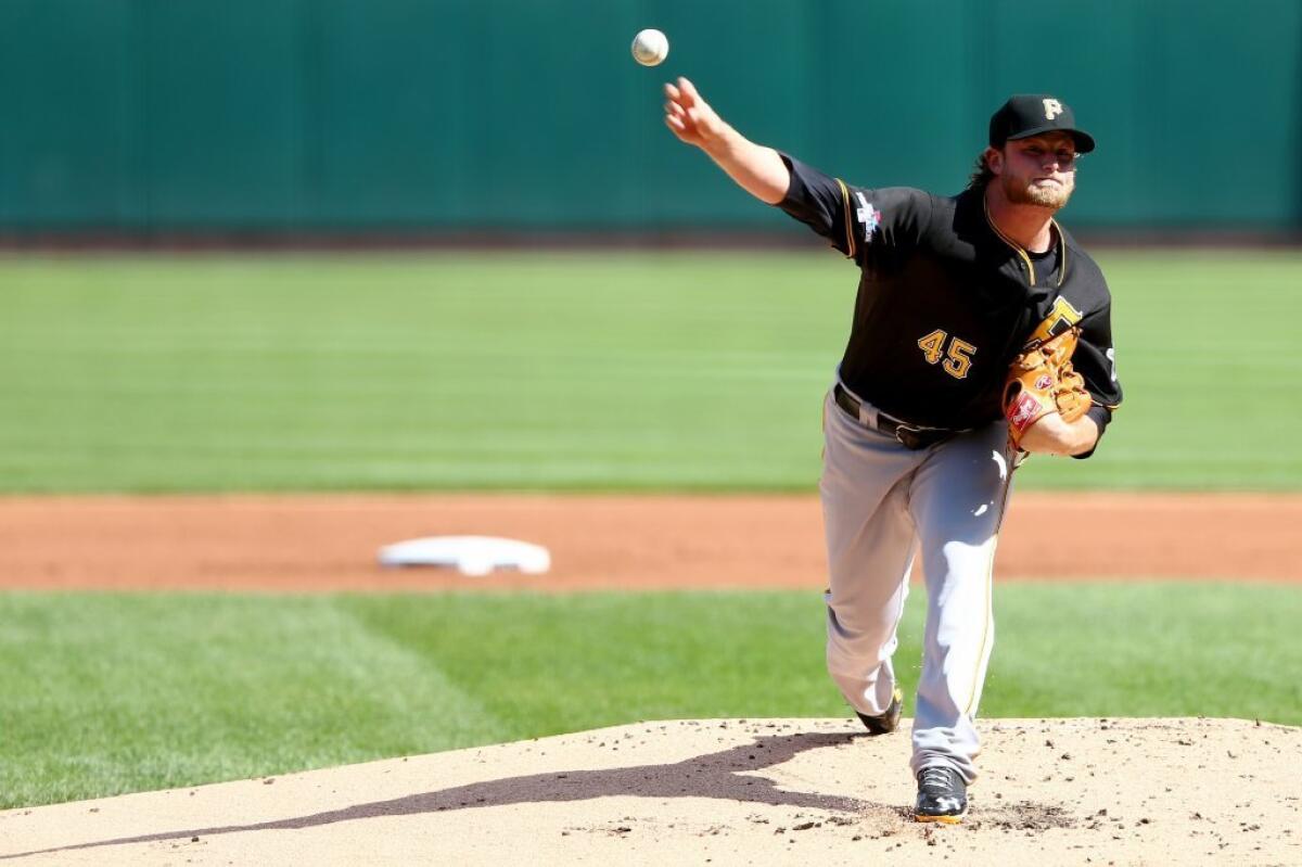 Gerrit Cole gave up two hits in six innings to lead the Pirates past the Cardinals, 7-1.