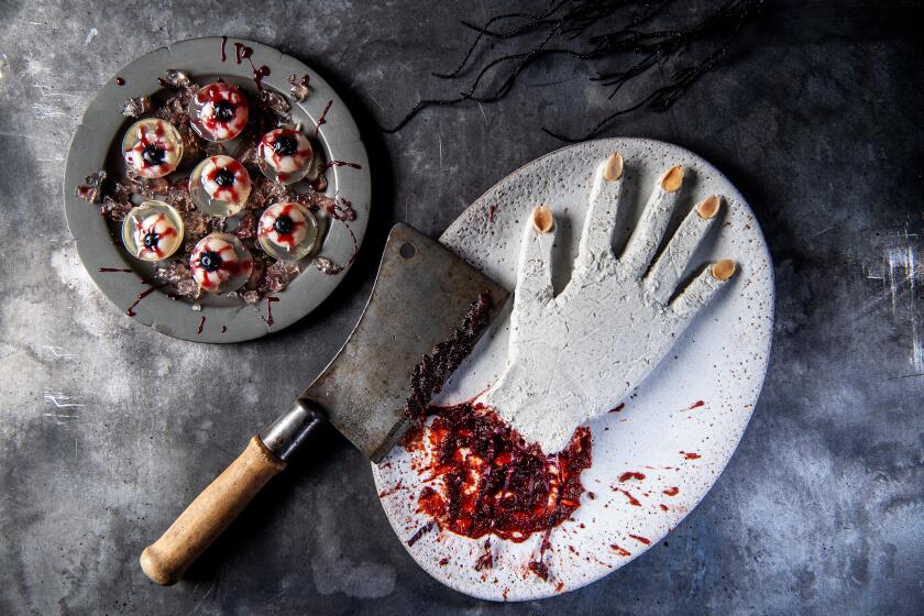 LOS ANGELES, CA- October 10, 2019: Dismembered goat cheese on Thursday, October 10, 2019. (Mariah Tauger / Los Angeles Times / prop styling by Kate Parisian)