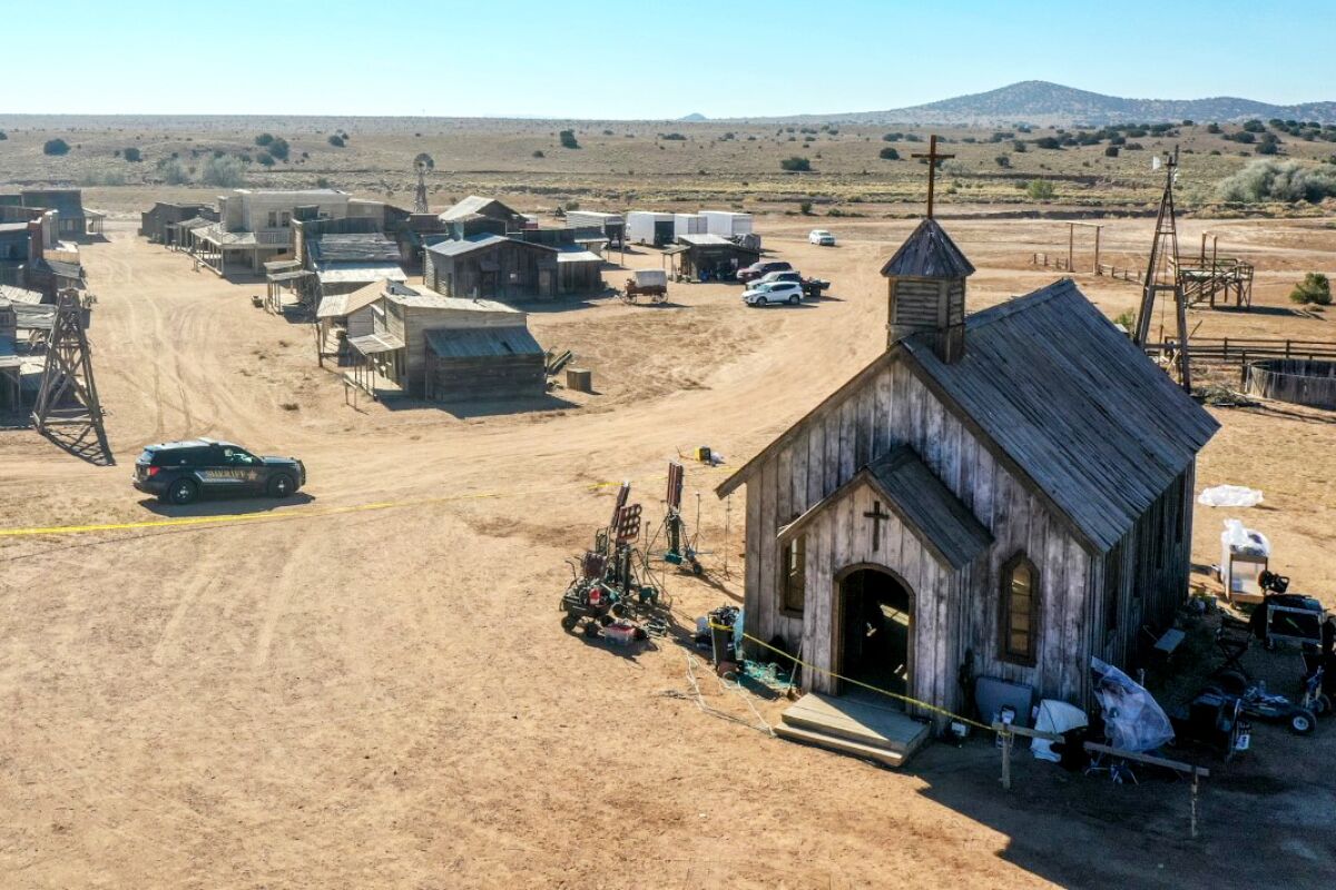 Buildings on the set of 'Rust' at Bonanza Creek Ranch in New Mexico