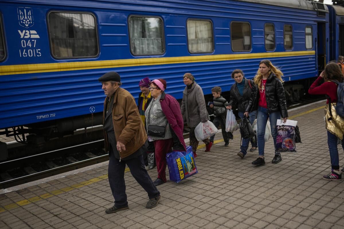 People fleeing eastern Ukraine.
