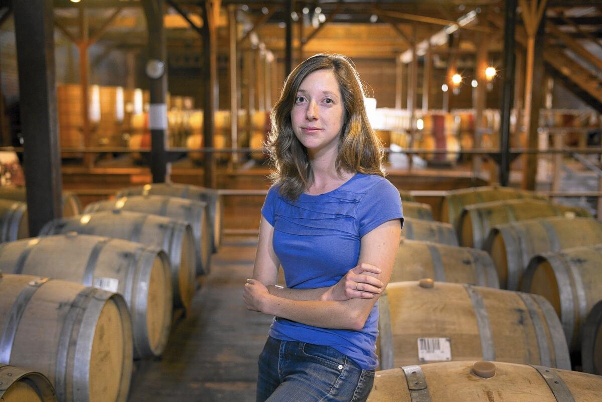 Hailey Trefethen works at her family's vineyard in Napa Valley, where a coalition of vintners has been working against counterfeit use of the Napa Valley wine label. "If we would like the respect of our name, we think others should have it as well," she says of European vintners.