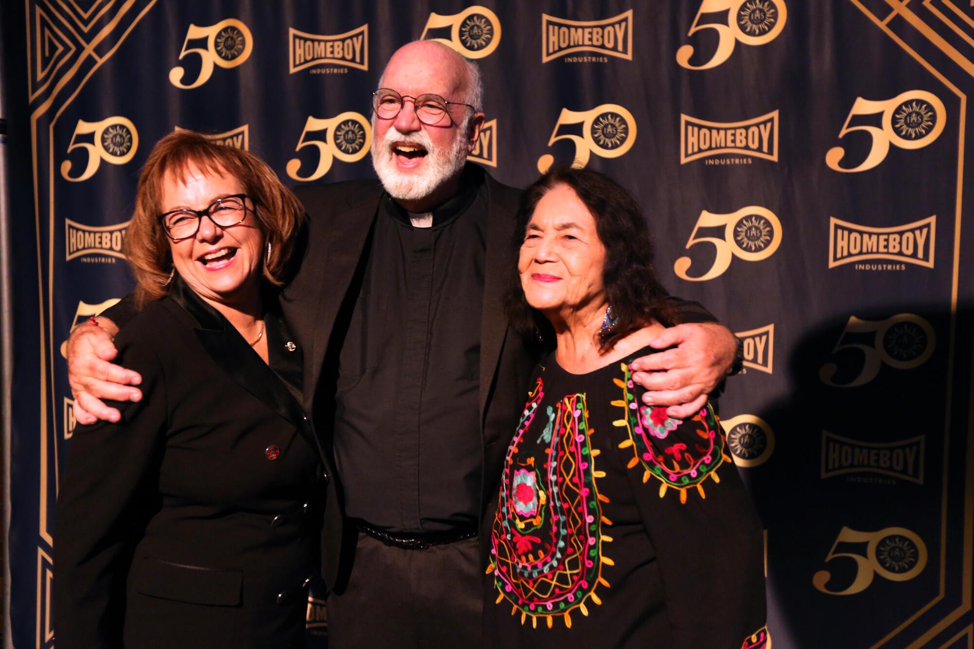 Boyle  with state Sen. Maria Elena Durazo  and labor leader Dolores Huerta