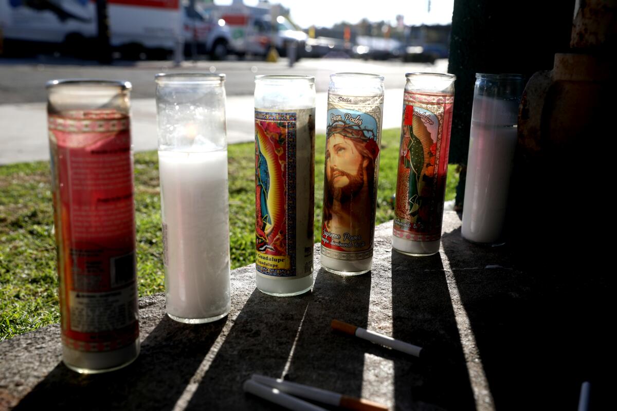 Memorial candles in Anaheim.
