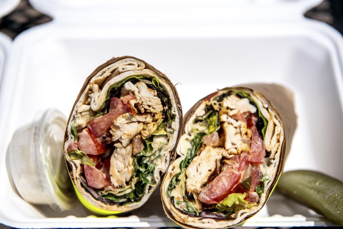 Chicken specialty wrap from Kareem's Falafel.