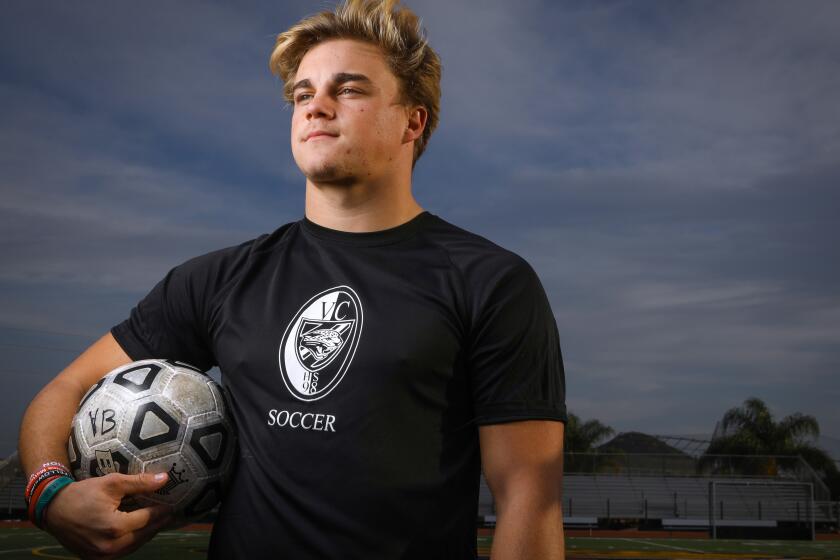 Valley Center High boys's varsity soccer player Kyler Riche, photographed November 26, 2019, in Valley Center, California. Note: his last name is spelled, Riche, not Richie, as was on the assignment).