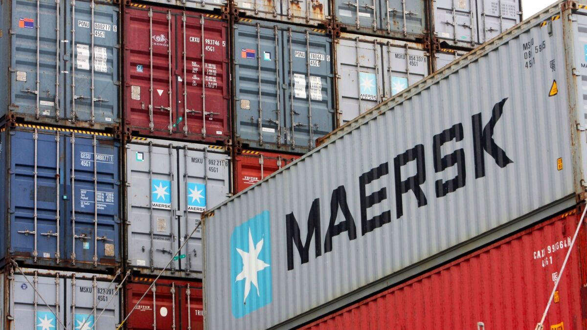 Maersk was hit by a worm dubbed NotPetya, which locked access to systems that the company uses to operate shipping terminals all over the world. Above, containers at a terminal in Germany in 2010.
