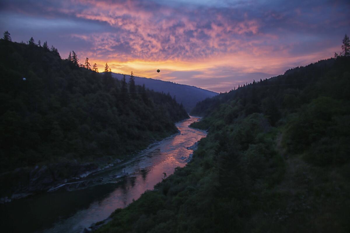 Sunset on the Klamath River as it runs through Yurok reservation. 