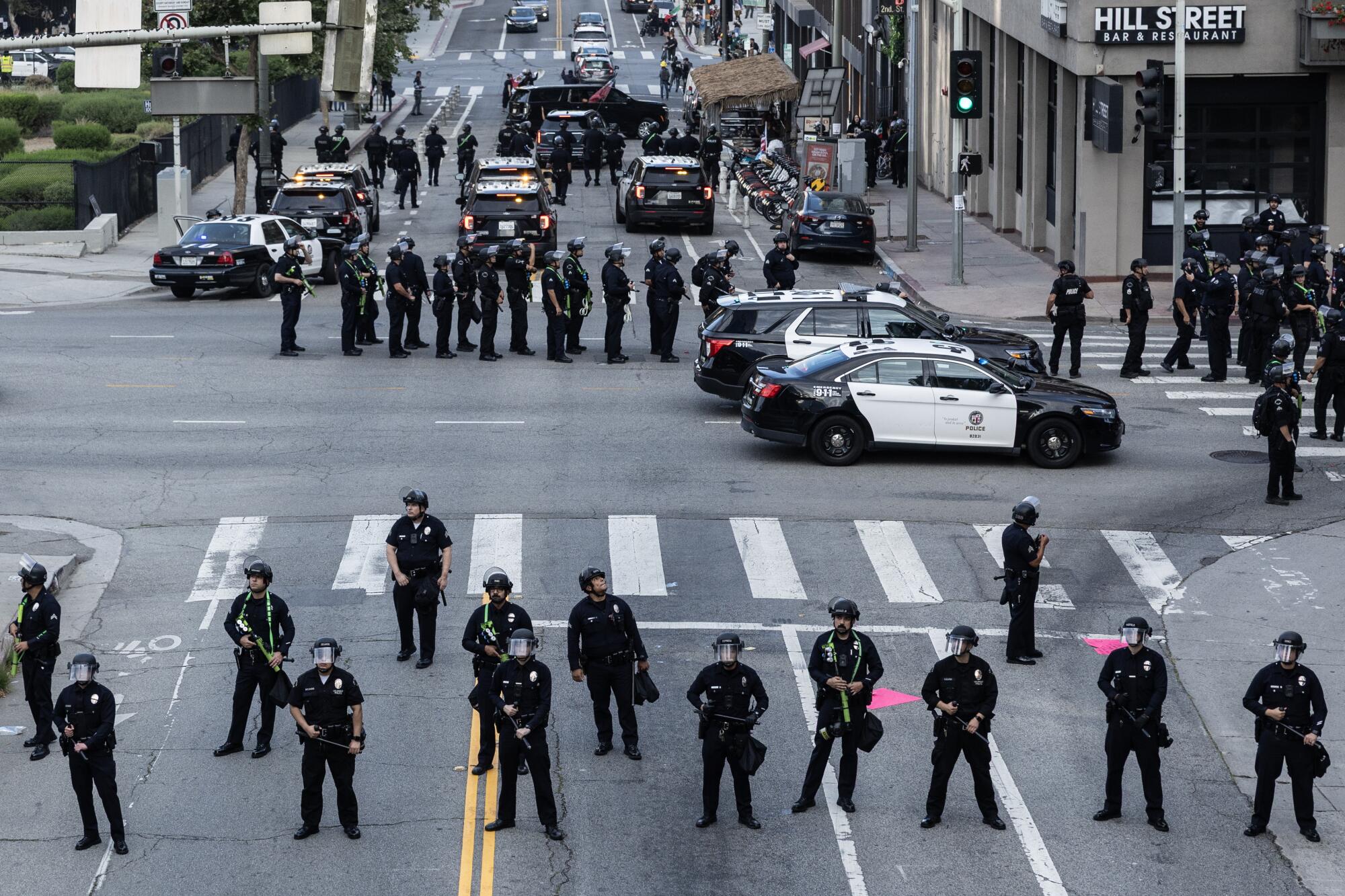 Police work to clear streets in downtown