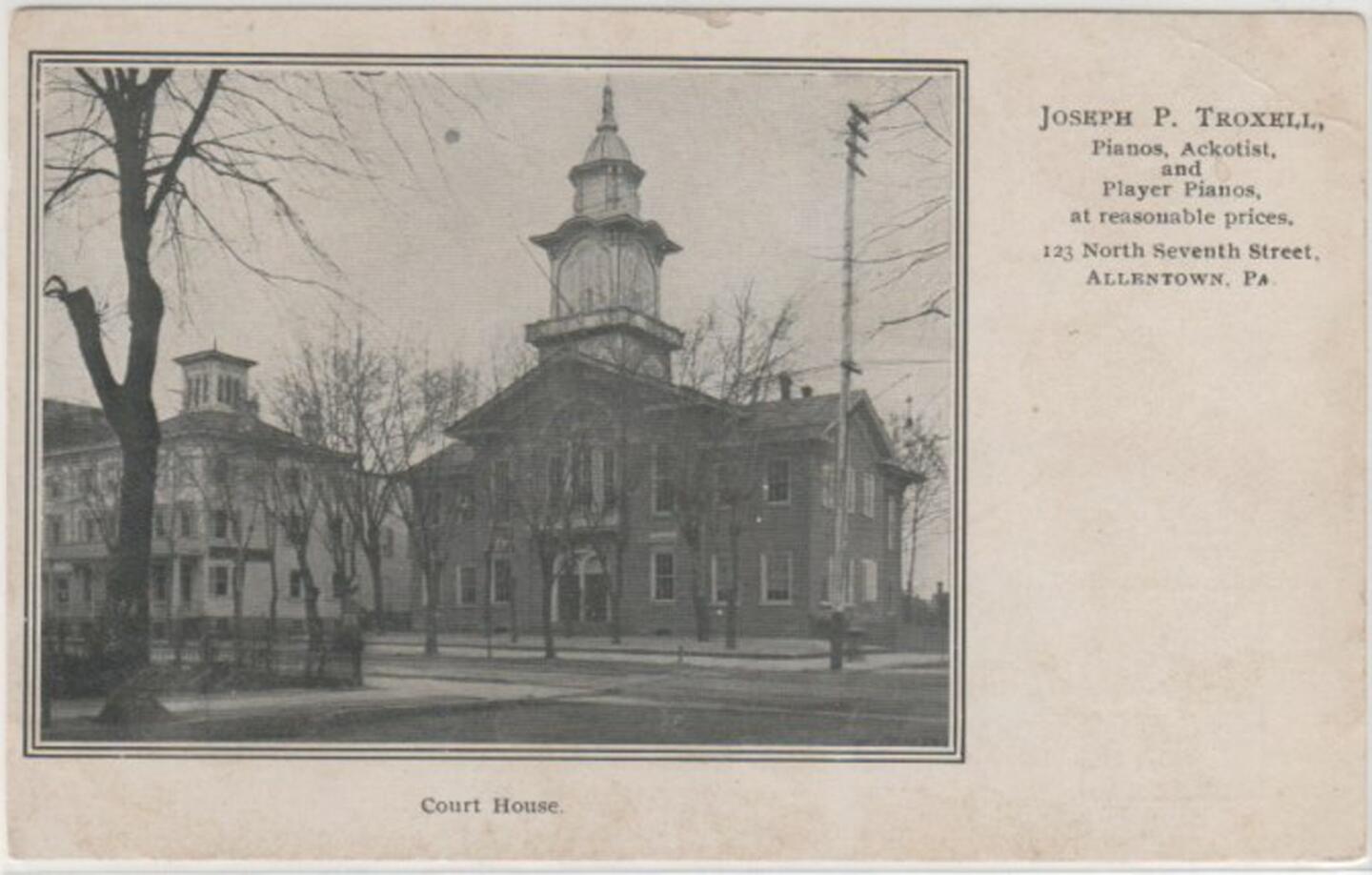 'Allentown Courthouse' is a typical example of the postcards the Lehigh Valley Postcard Club deals in.