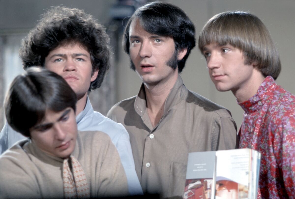 Michael Nesmith, second from right. From left, Davy Jones, Mickey Dolenz and Peter Tork.