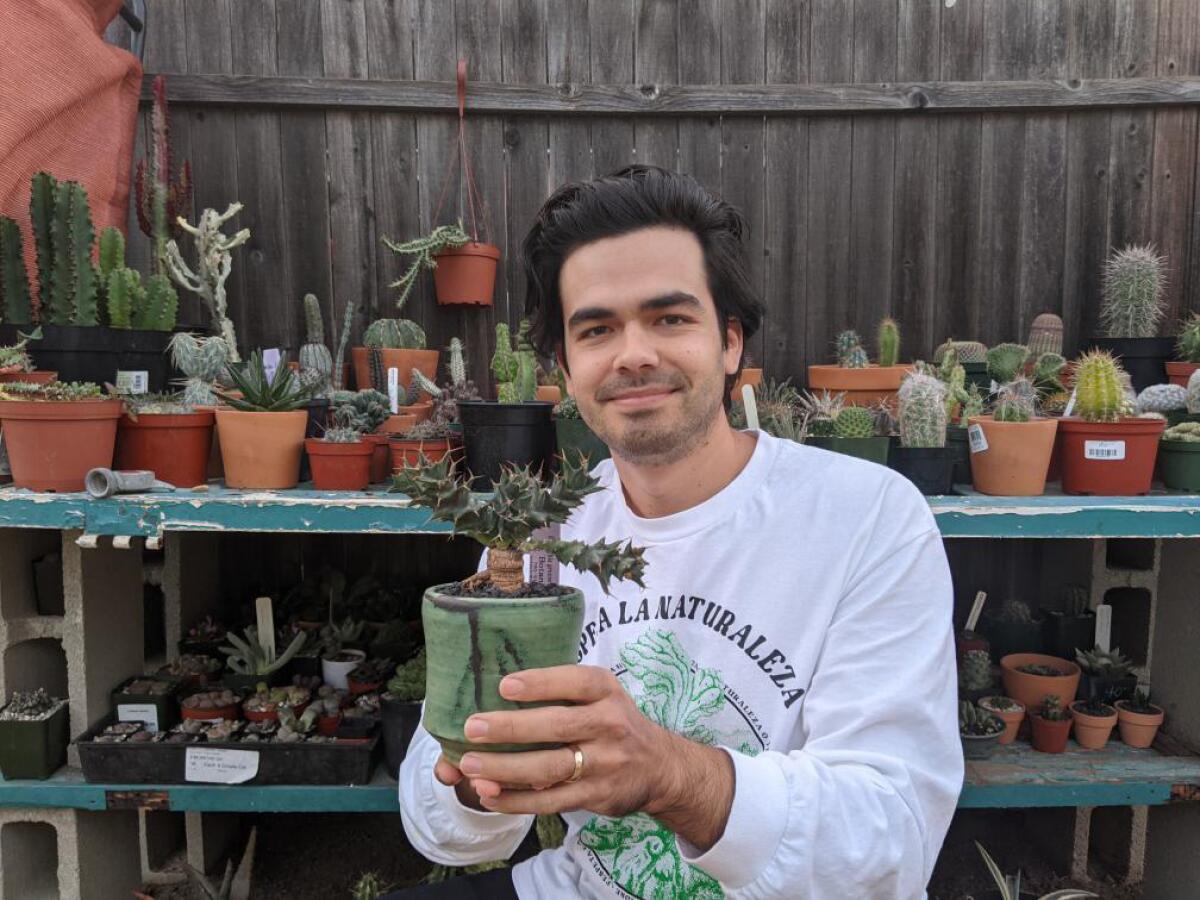 Reader Jesse Arias with his succulents