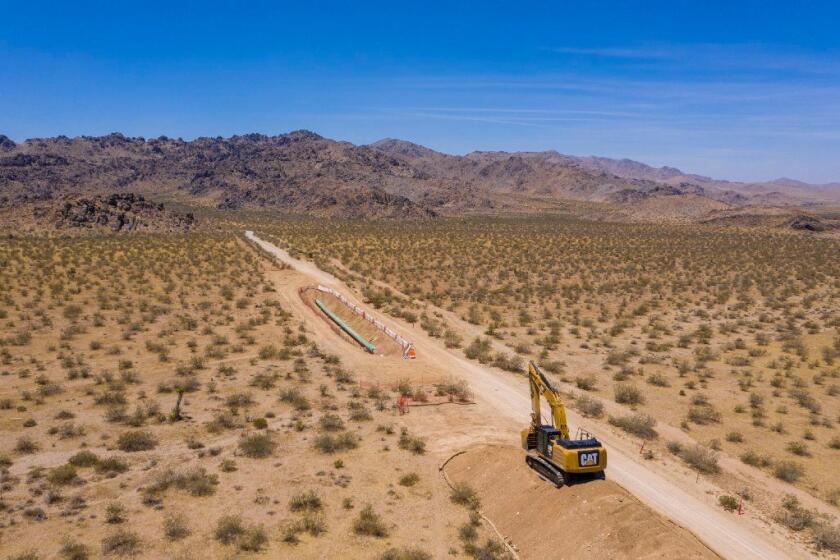 NEWBERRY SPRINGS, CALIF. -- MONDAY, JULY 8, 2019: Repairs continue on Southern California Gas Line 235, following an October 2017 explosion near Newberry Springs, Calif., on July 8, 2019. (Brian van der Brug / Los Angeles Times)